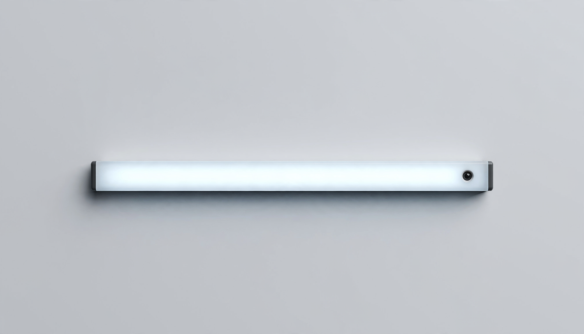 Aetheris Rechargeable Motion Light Bar, a slim 21 cm white bar glowing cool white