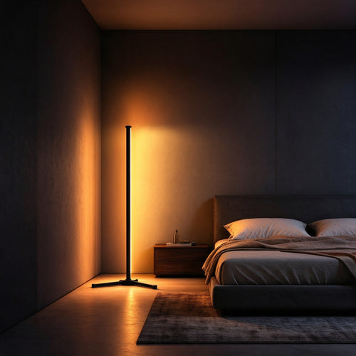 Aetheris Corner Light Bar washing a bedroom corner in warm amber light